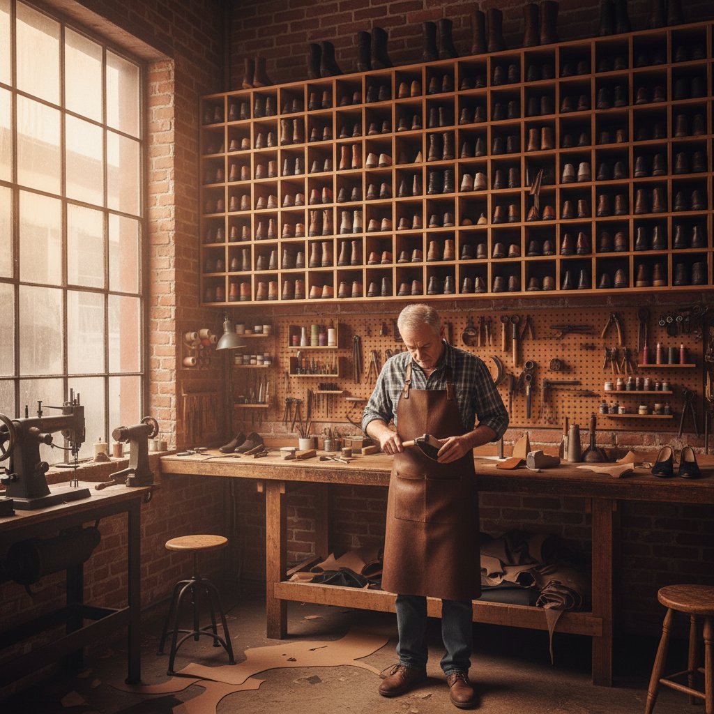 Shoe repair workshop interior